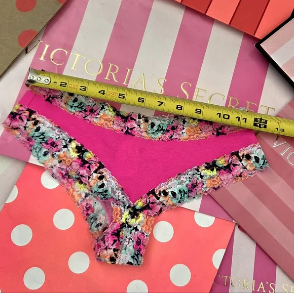 Victoria's Secret PINK VTG Extra Low Rise Cheeky Panty Rainbow Floral Lace NWT - Picture 7 of 13